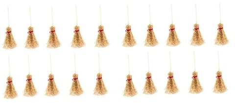 minkissy 20stücke Mini Hexenbesen Teiliges Mit Rotem Seil Dekorative Hängende Besen Für Halloween-Partys Und Bastelprojekte Robuste Und Langlebige Halloween-Requisiten Für Erwachsene