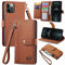 VEEMOS Zipper Wallet Case for Apple iPhone 12 Pro Max Phone Case with Purse Card Holders RFID Blocking Leather Flip Case Book Cover Wrist Strap Women - Brown
