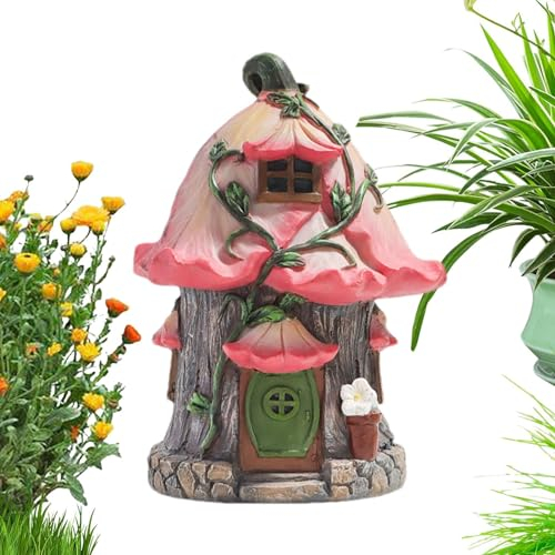 Feengarten-Sets für draußen, Feenhaus aus Kunstharz - Skurriles Ornament Wasserfest,Harz-Miniatur-Feenhaus, Feengarten-Zubehör im Freien, Outdoor- -Figuren, Dekorationen für Terrasse