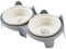 Ceramic cat bowls set with stand, 2-piece set, cat shaped pet food container dish (Grey)