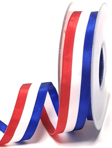 Nationalband 25m x 25mm Blau - Weiß - Rot Vereinsband Ordensband Fanband Dekoband Frankreich