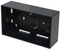 2-Gang Double Trail Square Box, 32mm Deep, Black ABS Surface Mount, Dual Mounting for Electrical Socket