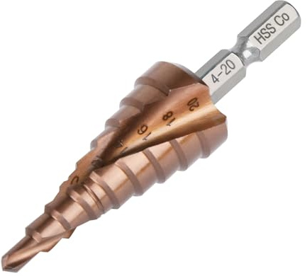 Vearter Broca escalonada de metal de 4-20 mm, 9 niveles, broca cónica de metal, HSS M35, broca de cobalto para acero inoxidable, chapa de aluminio, hierro, plástico, PVC, madera