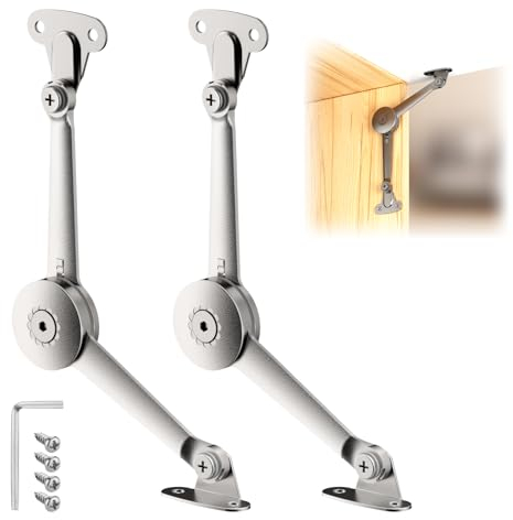 BREANIFULL 2 Stuck Klappenhalter Softclose Deckelstützscharniere Deckelstützscharniere mit Schrauben und Inbusschlüssel für Küchentür, Kleiderschrank Öffnungswinkel 75 °/ 90 °/ 110°