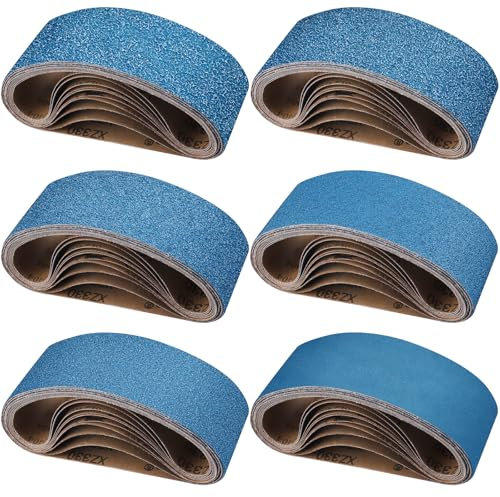 Shineboc Nastri Abrasivi 75 x 533 mm, 10 Pezzi Nastro Abrasivo 40/60/80/120/240/400 Grane Carta Abrasiva per Levigatrice a Nastro per Lucidare Metallo, Legno