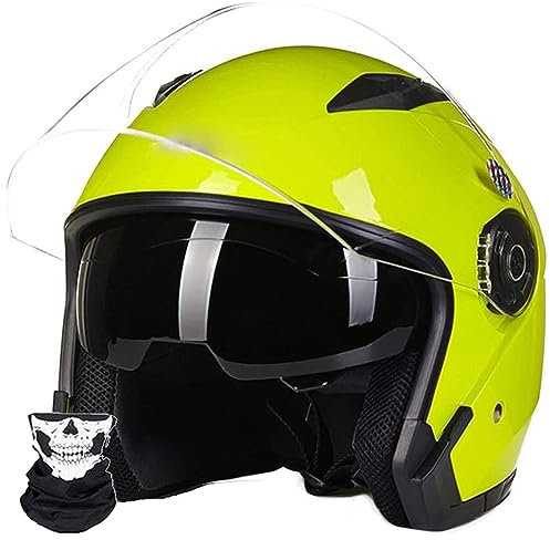 Caimcie Motorradhelm Jethelm Mit Doppelvisier DOT/ECE Zertifizierung Offener Helm 3/4 Jet-Helm Retro-Vintage-Stil Für Männer Und Frauen Motorrad-Sturzhelm J,XL/61-62CM
