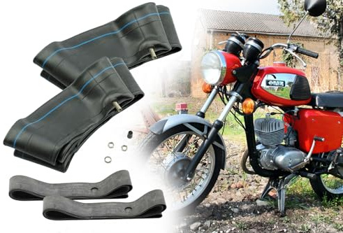 2X Schlauch 3.25 x 16 Zoll TR4 Ventil gerade + 2X Felgenband 16 Zoll 22mm - M/C für Motorrad, MZ ES 175, ES 250, TS 250, Jawa