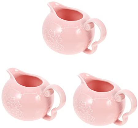 5-teiliges Milchkännchen aus Keramik, Kaffeetassen-Set, Espressokanne, Espresso-Aufschäumkrug, Keramik-Zuckerdose, Sahnekrug aus Keramik, Kaffeetassen, praktischer Soßenkrug, praktische Sahne, Pink x