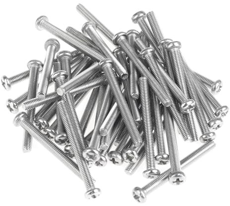 55 Pieces M3 x 30mm Machine Screws, Thread Pitch 0.5mm, Sutemribor M3 Phillips Pan Head Machine Screws, 304 Stainless Steel, Fully Threaded, Silver