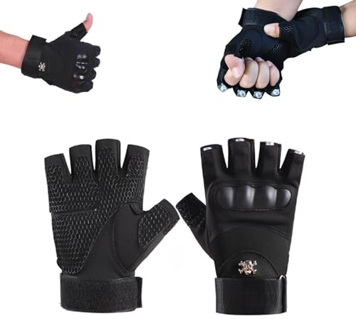FASHION ITEM LED Flashlight Waterproof Gloves for Men, Light Up Gloves for Fishing Camping Mechanic (White)