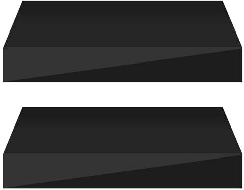 eSituro Wandregal 2er Set, Regal Wand schwarz Hochglanz, Hängeregal, Schweberegal, Regalbrett Bücherregal zum Aufhängen, Wandboard für Wohnzimmer Küche Arbeitszimmer Badezimmer, 30x22.9x3.8 cm