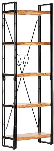 Brokky Bücherregal 5 Fächer Schrank Regal BüCherschrank Raumteiler Regal RegalwüRfel Shelves BüRo Schrank 60x30x180 cm Akazie Massivholz