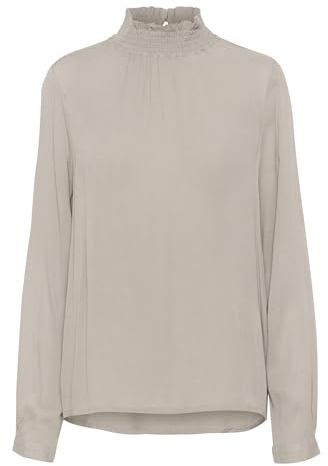 KAFFE Langarm-Bluse Trine Damen Bluse Stehkragen Langarm Elegant Shirt 44, Elephant Skin