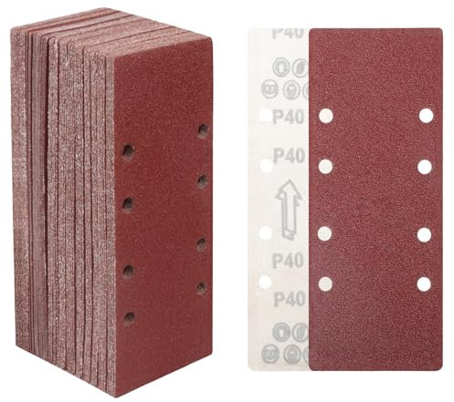 STEBRUAM 30 Pieces Sanding Sheets 93 x 230mm,40 Grits Hook and Loop Sandpaper,Sanding Pads Assorted Fit Sander for Polishing Rust Removal