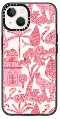 CASETiFY Compact iPhone 14 Case [4 ft. 2X Military Grade Drop Protection/Slim/Lightweight] - Cheetah Paradise Pink - Clear Black