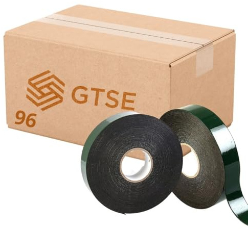 GTSE Car Number Plate Tape, 12mm x 10m, 96 Rolls – Double-Sided Foam Tape for License Plates, Trim, and Badges – Weatherproof and Durable - No Drilling Required