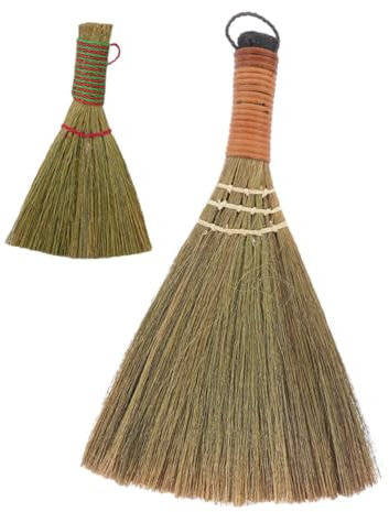 Toyvian 2stücke Kleiner Handbesen Aus Natürlichem Gras Für Innenreinigung Staub Und Schmutz Entfernen Kompakt Und Leicht Für Küche Und Schreibtisch
