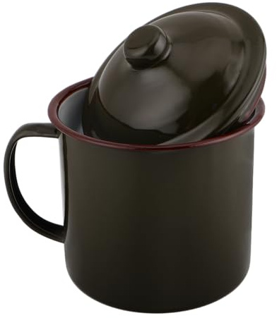 BESTonZON Grande tasse en émail portable de style vintage avec couvercle étanche pour thé, café, boissons en plein air 700 ml