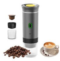 Máquina de café espresso portátil, 3 en 1, eléctrica, autocalentadora, de camping, mini cafetera de coche, recargable, 12 V con USB-C compatible con café molido y cápsula NS