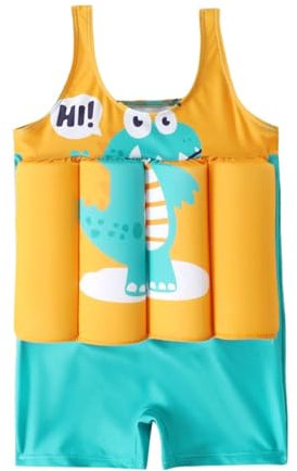 Traje de Baño Flotante Chaleco Flotador Bebe Bañador Niño Manga Corta Trajes de Baño de Una Pieza Impresión de Dibujos Animados Flotabilidad Ajustable Secado Rápido Traje de Entrenamiento