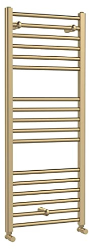 Balterley Straight Towel Radiator with Round Rails 1200mm x 500mm, Brushed Brass