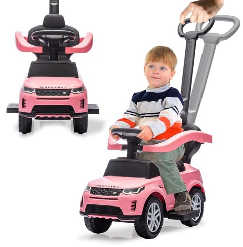 JAMARA 464061 - Land Rover Discovery - Porteur 3 en 1 avec Barre de poussée - Jouet - Idée Cadeau pour Enfants - Protection Anti-basculement - Barre de poussée et de Maintien
