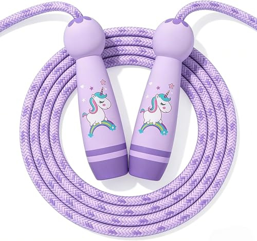 QHFlashbuy Skipping Rope Kids,Jumping Rope,Adjustable Children Jump Rope,Children Skipping Rope with Wooden Handle for Boys and Girls Fitness Outdoor Exercise 2.6m