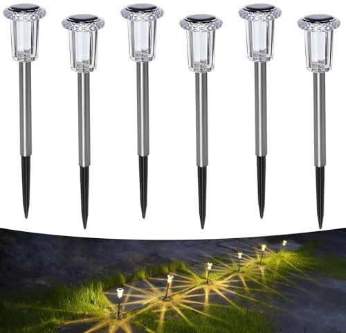 Aourow Garten Solarleuchten für Außen,6 Stück Warmweiß Gartenlampen Solar,Wasserdichte LED Solarlampen für DraußenGarten,Balkon,Terrasse,Rasen,Wege,Hof
