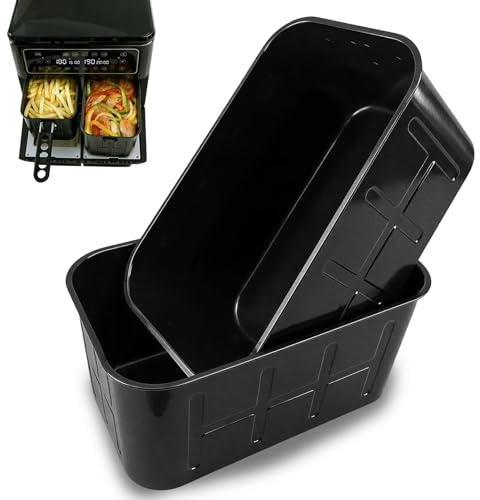 GCQ Air Fryer Cooking Baskets for Breville Halo Flexi Air Fryer 11L VDF130, 2 Pieces 9.65''(L) x 5.63'' (W) x 4.92''(H) Air Fryer Accessories Replacement Parts Baking Tray，Dishwasher Safe