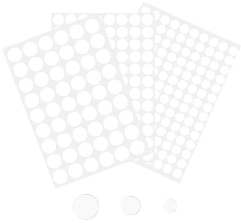 290PCS Self Adhesive Screw Caps, PVC Dustproof Hole Cover Stickers, 12mm / 15mm / 21mm Non Fading Screw Covers for Cabinet, Desk, Wall and Furniture Repair (White)