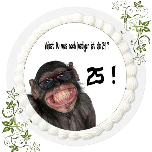 AnyCakes Tortenbild, Zuckerbild Motiv, Essbares Foto für Torten, Tortenbild, Tortenaufleger Ø 20cm FONDANT Motiv Weisst Du was lustiger ist als 24? 25! Nr. (Q 357)