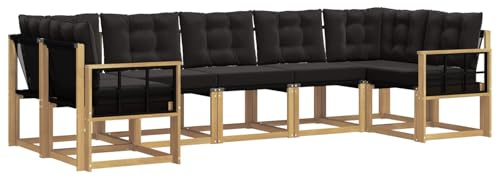 vidaXL Outdoor-Sofagarnitur mit Kissen 7 pcs Weiß und Schwarz, Moderne Gartenlounge, robuster Sofa, eleganter Patio, stylische Möbel für gemütliches Sitzen im Freien