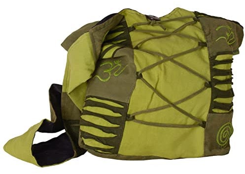 Vishes Damen Yogitasche Stonewash Tragetasche Umhängetasche Damentasche Beuteltasche Baumwolle grün