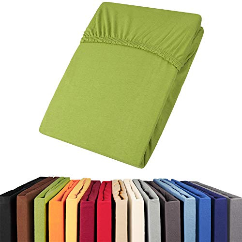 aqua-textil Viana Spannbettlaken 140x200-160x200 cm grün Baumwolle Spannbetttuch Jersey Laken