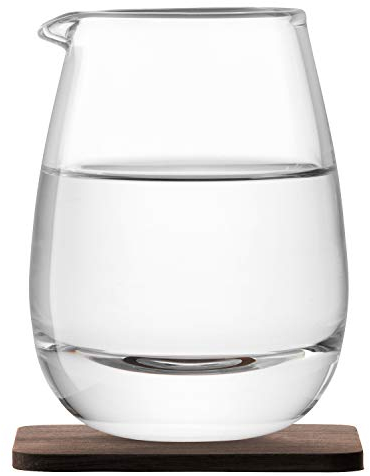 LSA Whisky Islay Jug 300ml Clear & Walnut Coaster | 1 unit | Handmade Glass and Wood | WH08