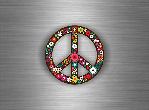 Akachafactory Aufkleber, Sticker für Auto Motorrad Tuning, Motiv: Peace and Love (Frieden und Liebe), Blumenmotiv