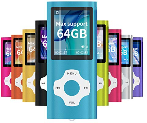 Mymahdi MP3/MP4 Portable Player,Lightblue with 1.8 inch LCD Screen and Memory Card Slot,Max Support 128GB Memory Card