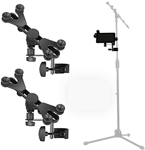 Pack of 2 - Hola! Music HM-MTH Microphone Music Stand Tablet/Smartphone Holder Mount - Fits Devices from 6 to 15 Inch