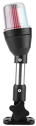 Keenso Marine Positionslichter, 12V 2,5W LED-Navigationsleuchte Marine Ankerlicht Küstenlinie Rot/Weiß/Grün Signallicht mit verstellbarer Basis