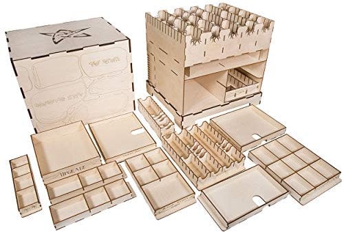 The Broken Token Arkham Horror 2nd Edition Compatible Game Crate - Wooden Storage Box with Multiple Trays and Dividers