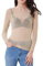 Lazzboy Damen Langarm Pullover, Frauen Langarm Shirt Transparent Tüll Mesh Bluse Body T-Shirt Tunika Tops Schwarz(Khaki,M)