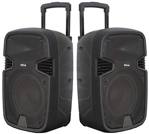 COPPIA CASSE AMPLIFICATE ATTIVE 900W 10 BLUETOOTH RADIO USB TROLLEY karaoke dj party palestra