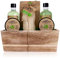 Accentra–Duschset Frauen Geschenkset OLIVE im Holzkorb–6-teiliges Pflegeset mit Duschgel, Schaumbad, Badesalz, Bodylotion & mehr–Wellness Geschenk Set zum Geburtstag, Valentinstag & Weihnachten