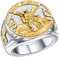 FaithHeart Edelstahl männer Siegelring,Herren Bandring, Saint Michael Schutzpatron Fingerring mit Geschenkebox für Weihnachten Geburtstag
