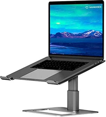 SOUNDANCE Adjustable Laptop Stand for Desk, Computer Stand, Ergonomic Laptop Riser Holder Compatible with 10 to 17.3 Inches Notebook PC Computer, Aluminum Grey