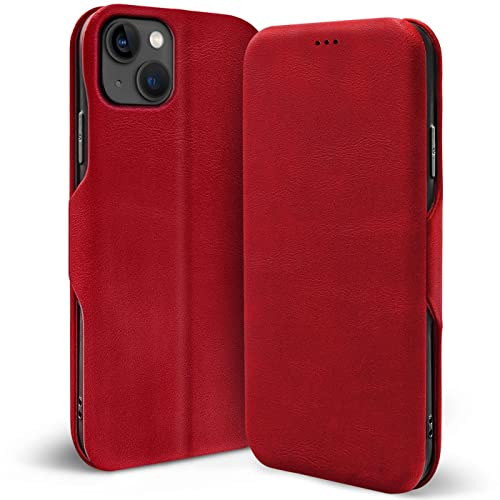 Verco Handyhülle für iPhone 13 Mini, Bookstyle Premium Handy Flip Cover für Apple iPhone 13 Mini Hülle [integr. Magnet] Book Case Tasche, Rot