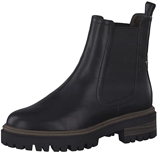 Tamaris Damen Chelsea Boots, Frauen Stiefeletten,TOUCHit-Fußbett,Schlupfstiefel,flach,Boots,Stiefel,Bootee,Booties,Black MATT,36 EU