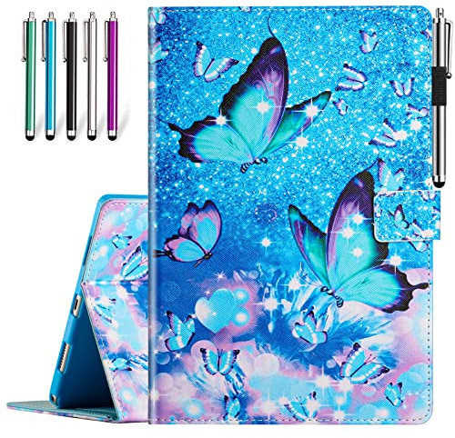 CiaoYe Case for Samsung Galaxy Tab A8 10.5 - Premium PU Leather Stand Case with Multi-Viewing Angles, Shockproof, Blue Butterfly