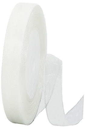 45m Organzaband Weiß 15mm Breit Chiffo Geschenkband,Transparentes Organza Bänder Chiffonband Schleifenband Dekoband Geschenkverpackung Deko Band Tüllband für Weihnachten Hochzeit Taufe Geburtstag
