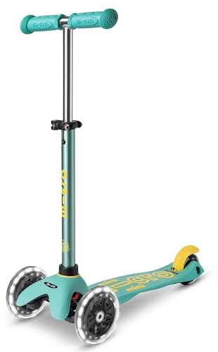 Micro | Trottinette Mini Deluxe LED | Trottinette 3 Roues | Roues Lumineuses | L'équilibre et Motricité | 2-5 Ans | Eco Mint
